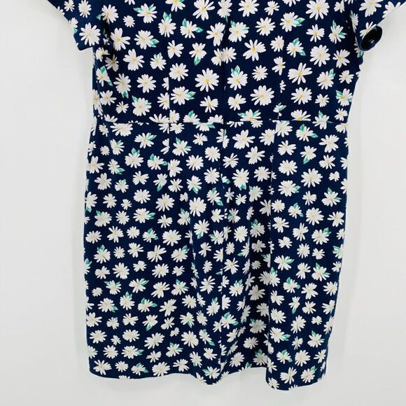Old Navy Size XL Navy Blue Daisy Floral Print Short Sleeve Stretch Knit Dress - Picture 8 of 9